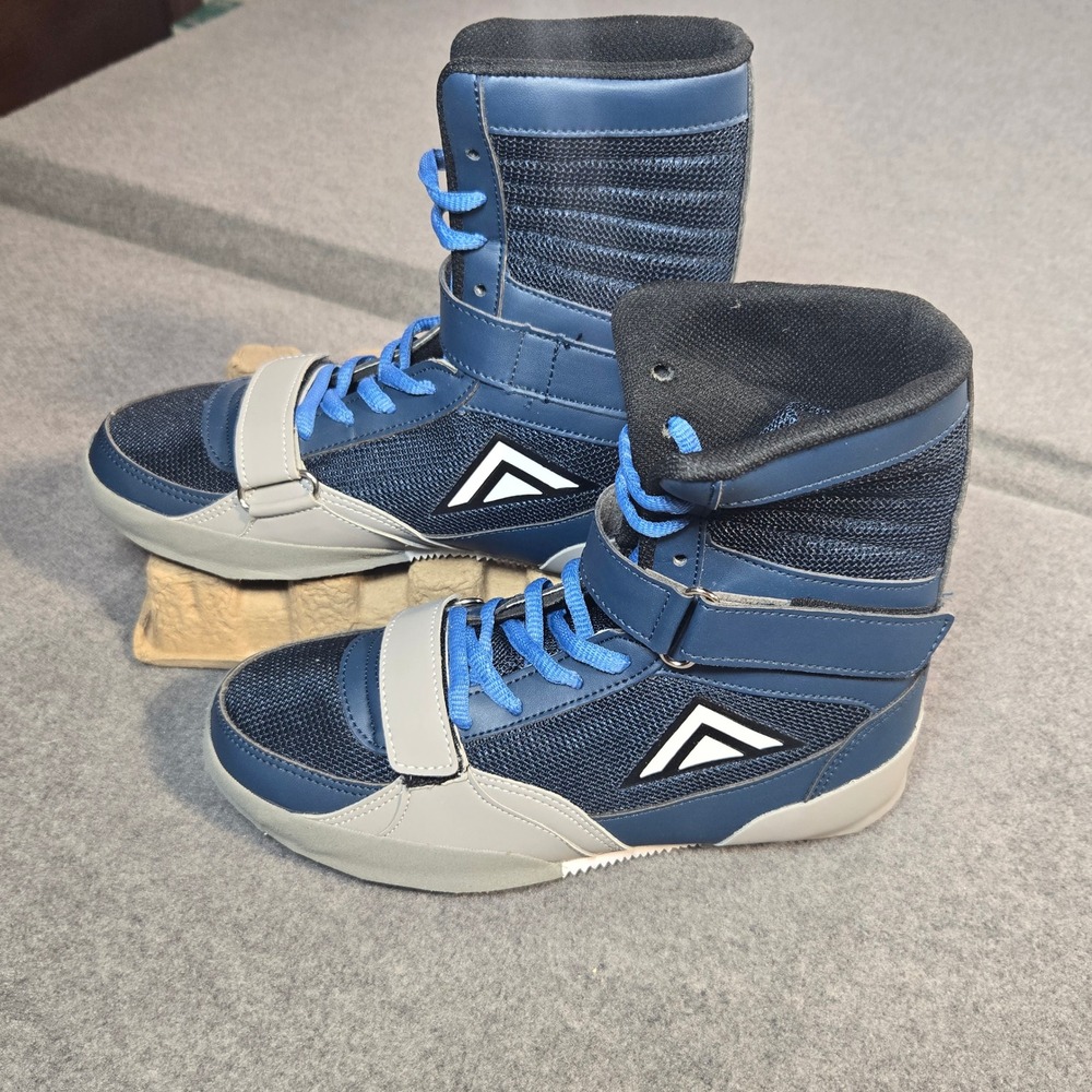 Adams Footwear Boxing Boots Shoe Navy Blue Grey High Top Athletic Mens US 4